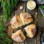 loaf of boxty bread on a cooling rack
