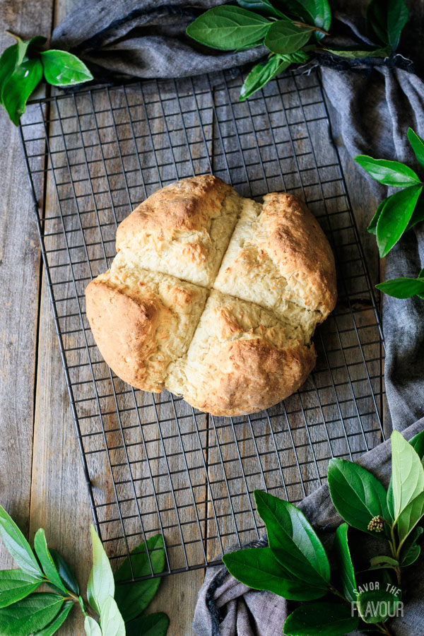baked boxty bread on a cooling rack