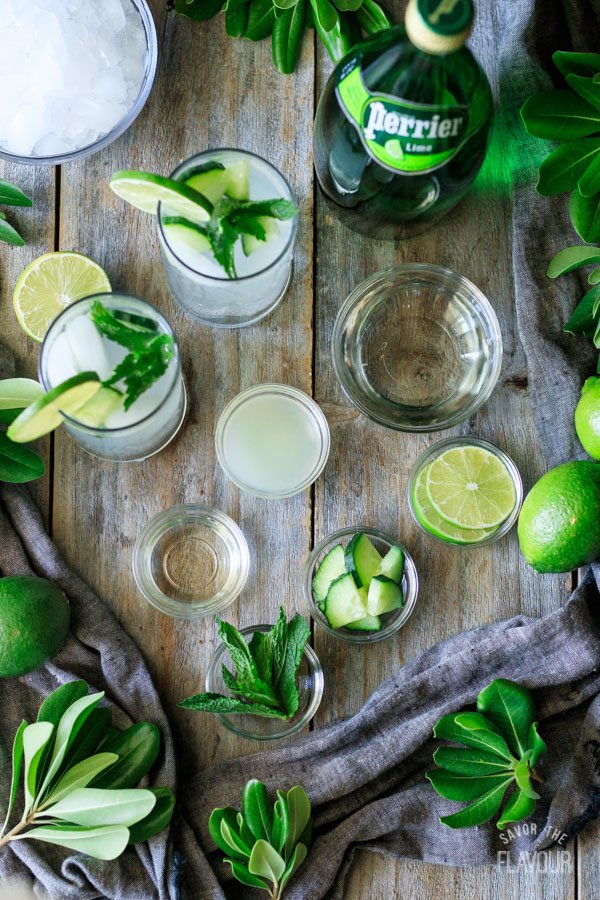 ingredients for lime and mint refresher
