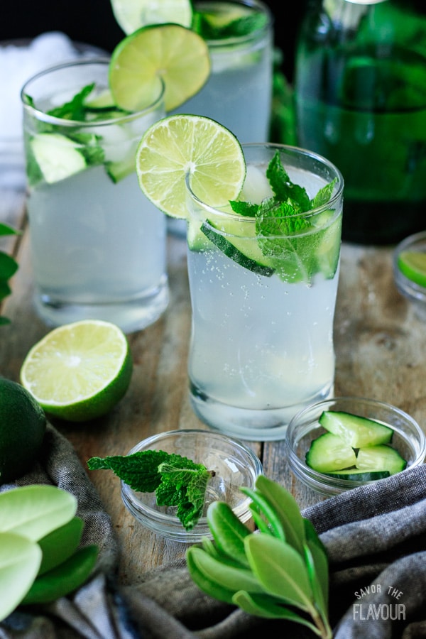 glass of lime and mint refresher