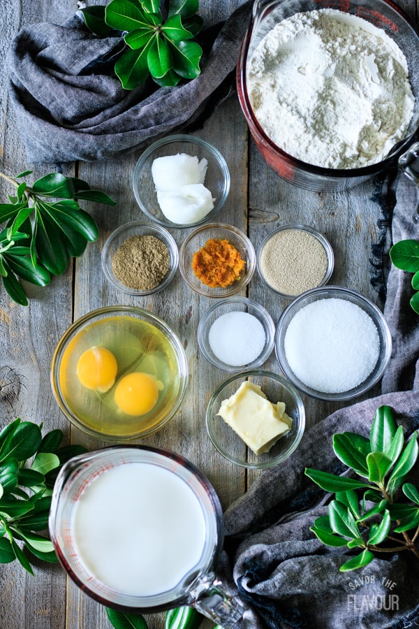 dough ingredients for Swedish cardamom buns