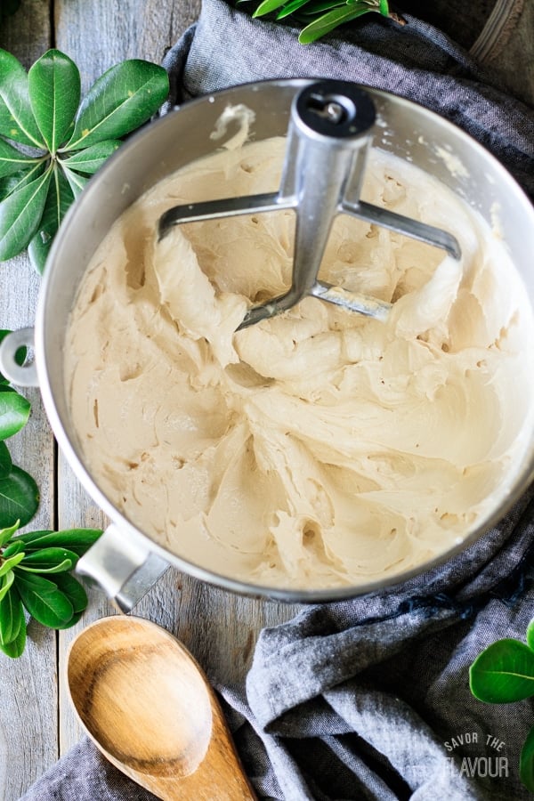 creamed butter and sugar for maple walnut bundt cake