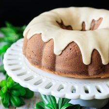 maple walnut bundt cake on a cake stand