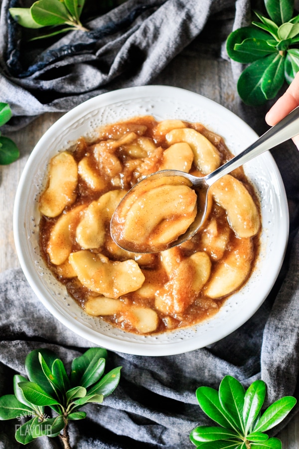 spoonful of fried apples