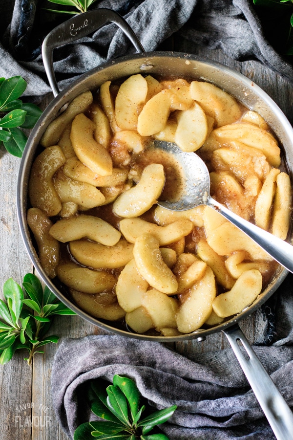 fried apples in a skillet