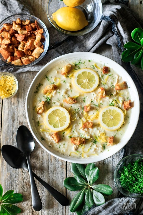 bowl of Greek lemon chicken soup