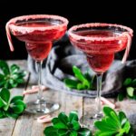 two glasses of candy cane mocktail