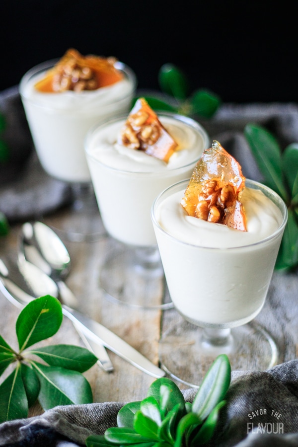 three glasses of maple mousse