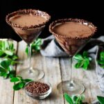two glasses of non alcoholic chocolate mocha martini