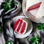 slice of red velvet cake on a plate