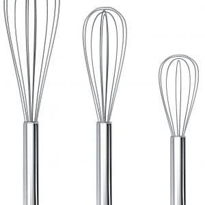 set of three balloon whisks in various sizes