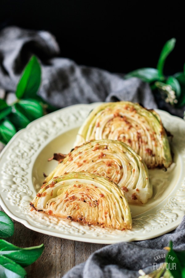 Roasted Cabbage Wedges With Lemon Garlic Butter Savor The Flavour