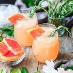 two glasses of grapefruit rosemary mocktail