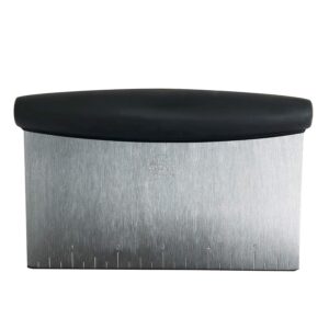 metal bench scraper with a black handle