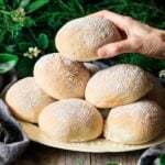 holding one of the Waterford blaa buns