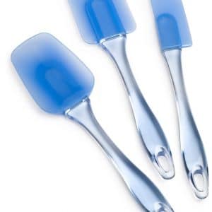 set of three blue silicone spatulas