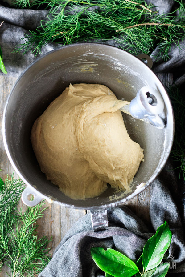 kneading dough for Hawaiian sweet rolls