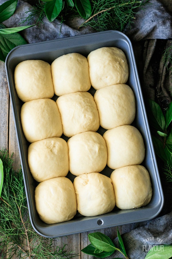 Hawaiian sweet rolls before baking