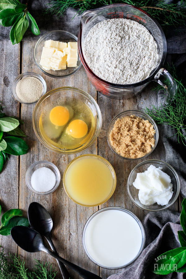 ingredients for Hawaiian sweet rolls