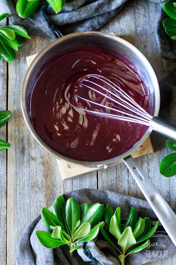 whisking thickened cornstarch mixture
