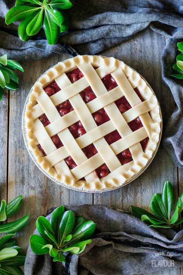 making the lattice top for a cherry pie