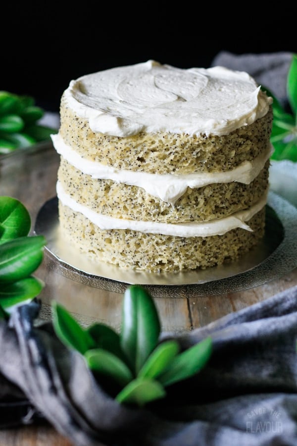 spreading icing between cake layers