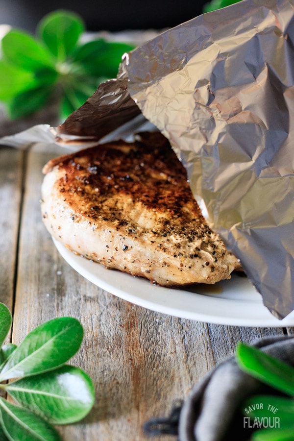 tenting seared pork chops with foil