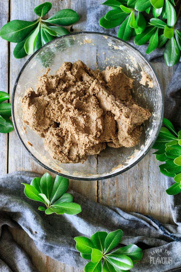 pumpernickel bread dough in a bowl