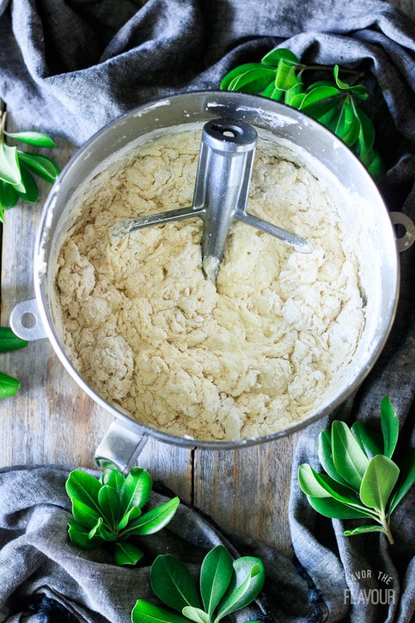 mixing bowl full of cake batter