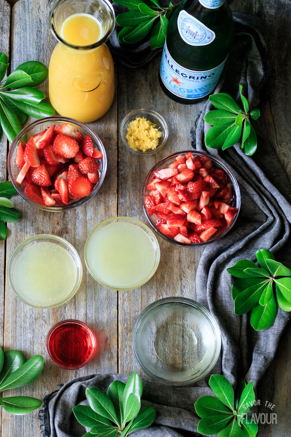 ingredients for strawberry citrus blush
