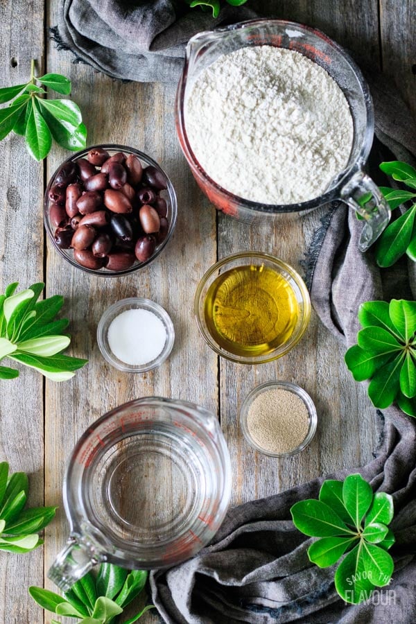 ingredients for olive bread