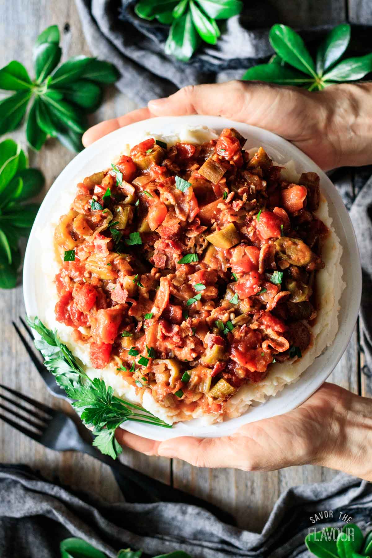 stewed tomatoes and okra