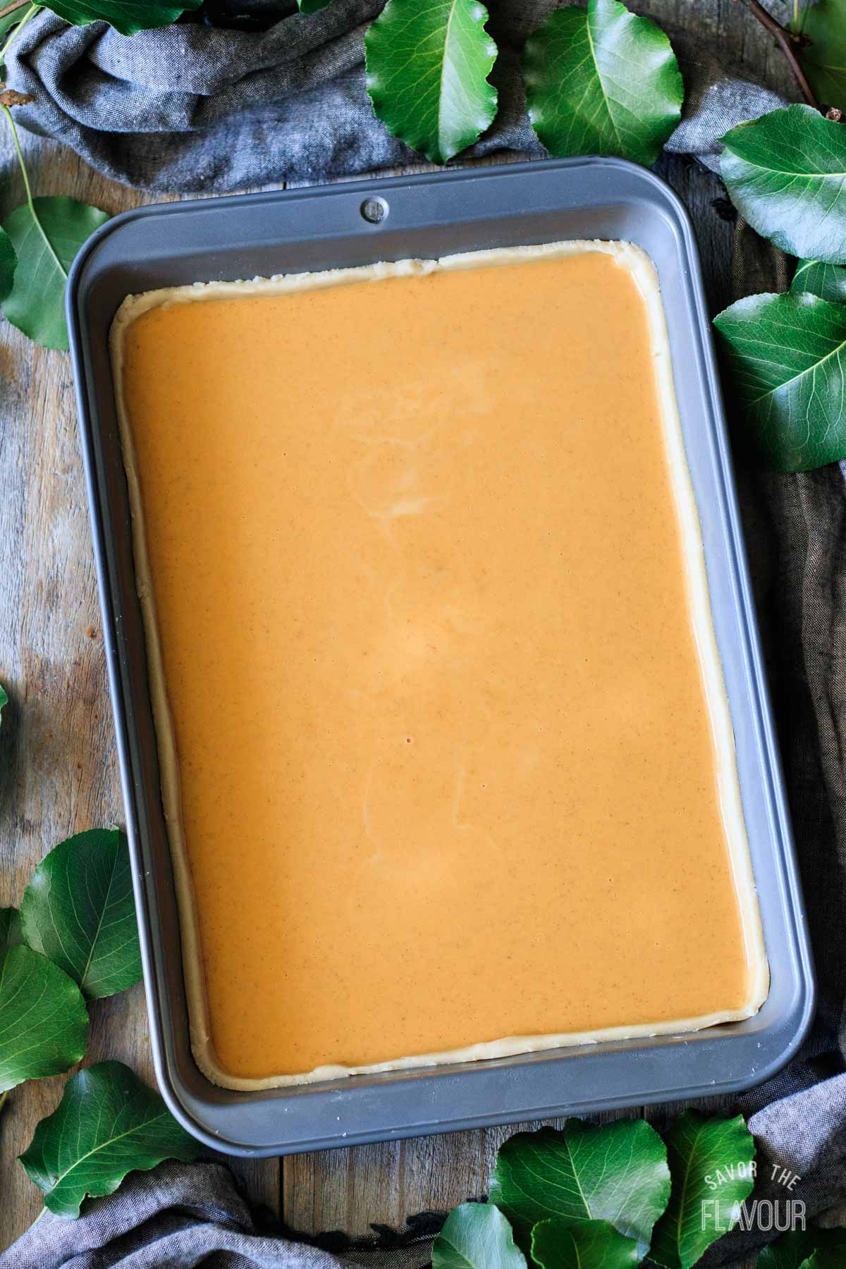 pumpkin pie bars before baking