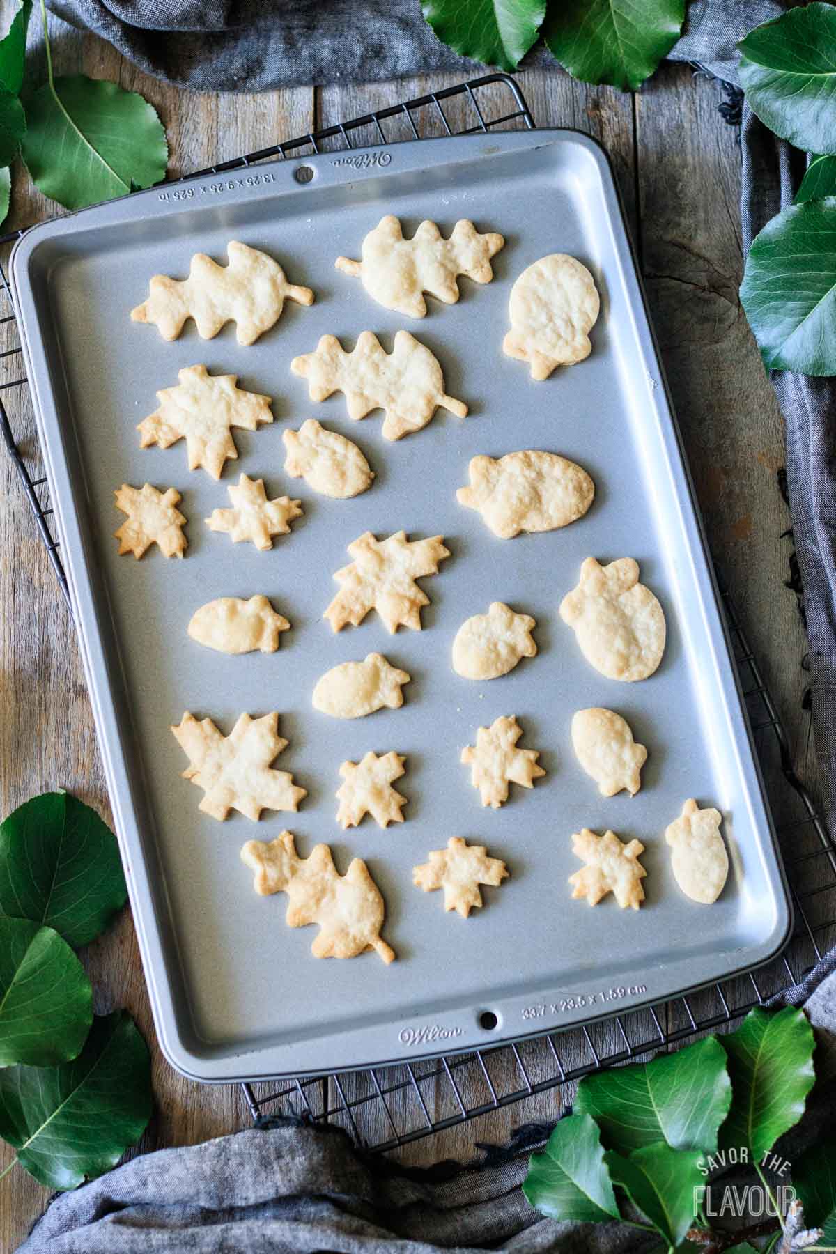 baked pastry cutouts of leaves and acorns