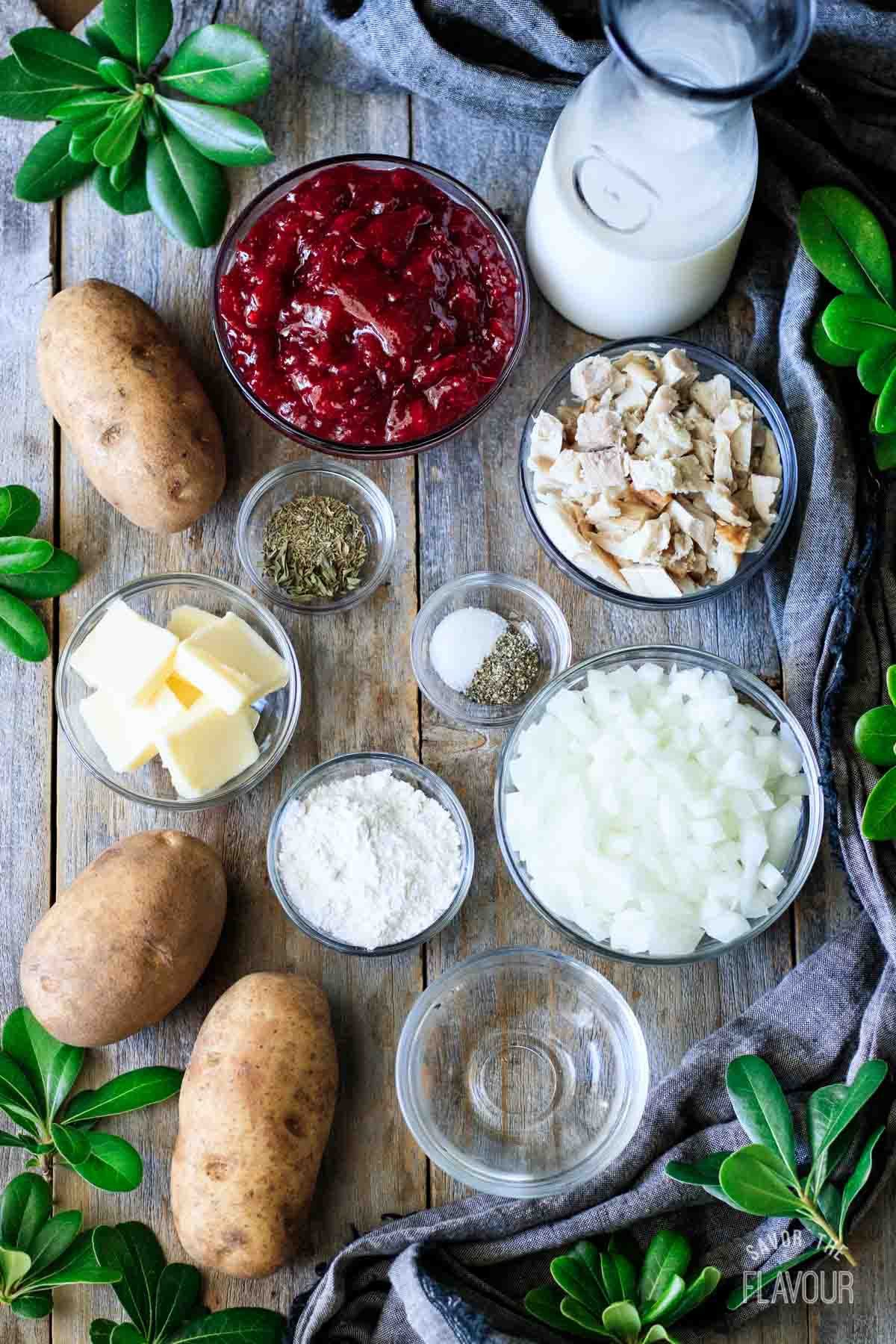 ingredients for turkey cranberry pies