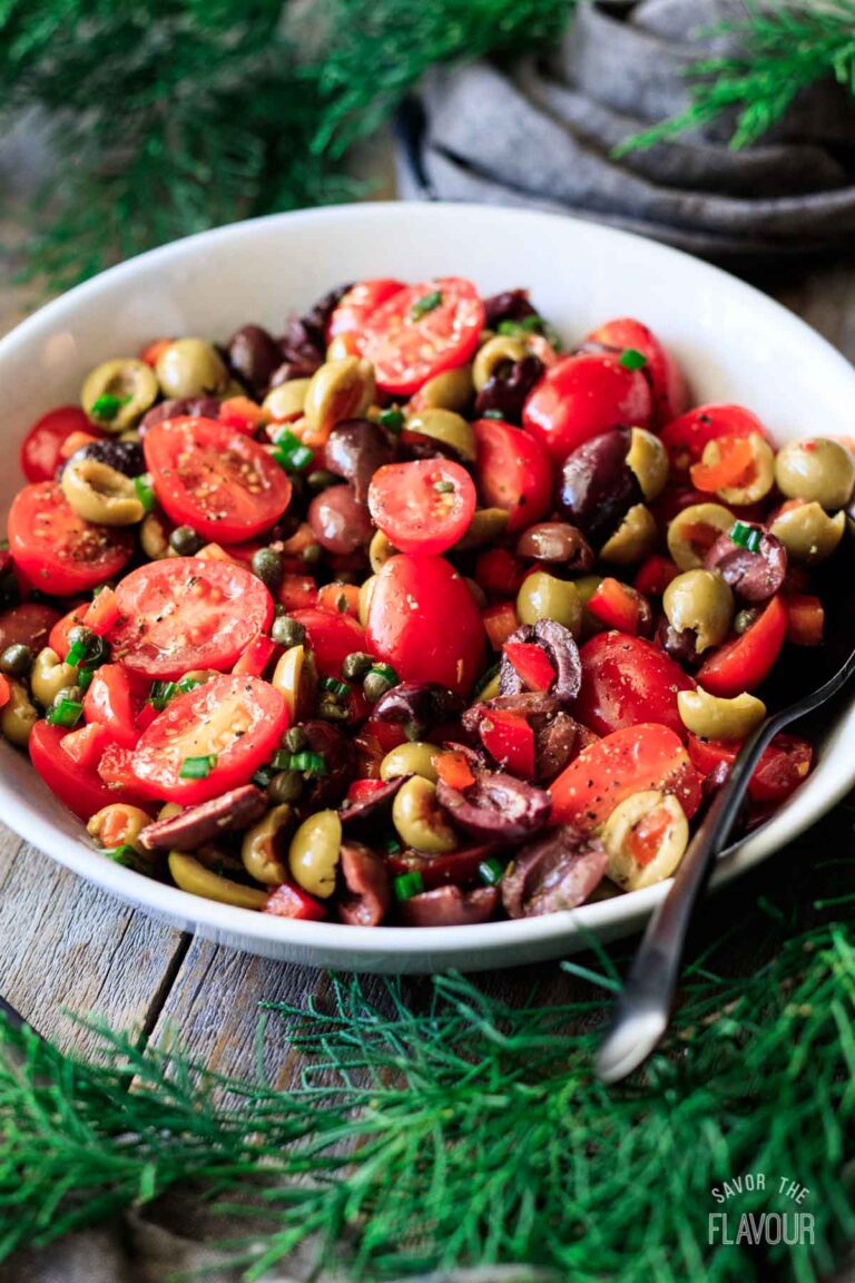 Marinated Tomato Olive Salad Recipe - Savor the Flavour