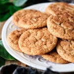 stack of vegan snickerdoodles on a white plate