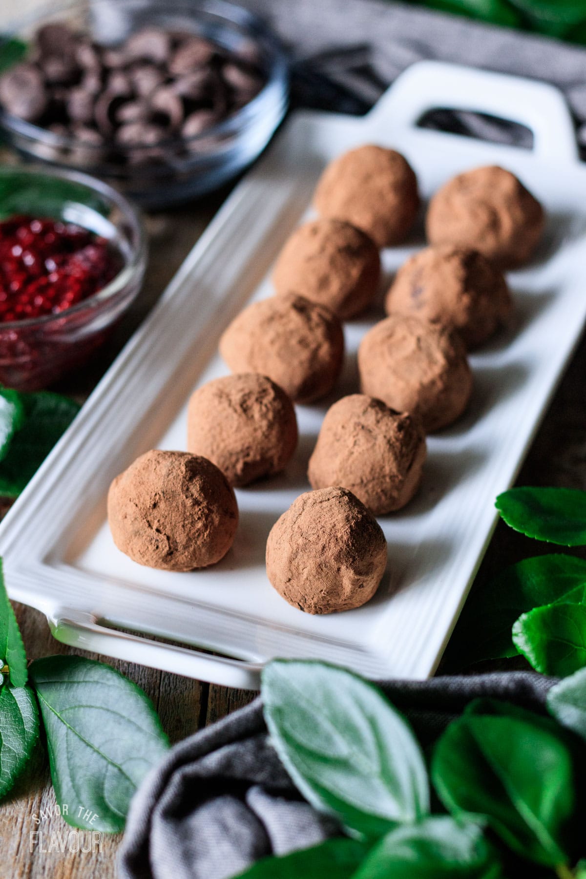 plate of raspberry truffles