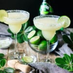 two glasses of frozen virgin lime margarita