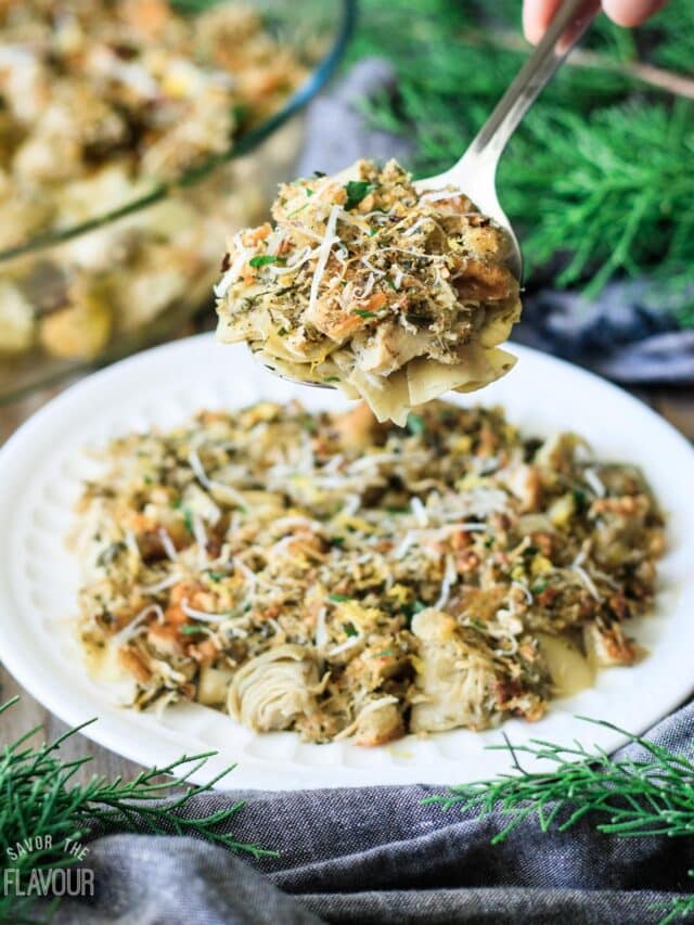 Stuffed Artichoke Casserole - Savor the Flavour