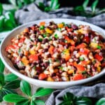 large white bowl filled with cowboy caviar
