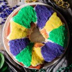 king cake on a large round plate