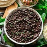 bowl of Chipotle black beans with toppings