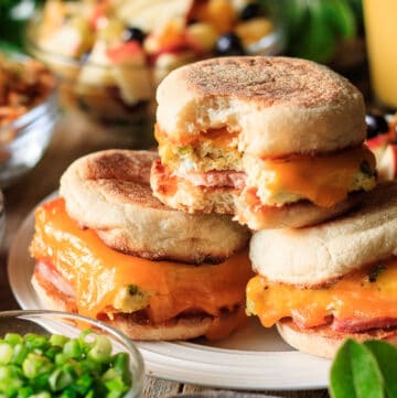 plate of freezer breakfast sandwiches