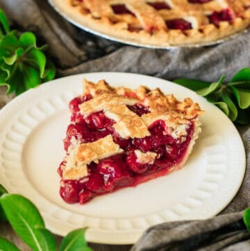 slice of cherry pie on a plate