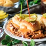 sloppy joe sliders on a white plate