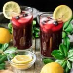 two glasses of blueberry lemonade