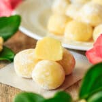 stack of lemon truffles on wax paper