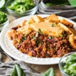 plate of skillet chili cornbread