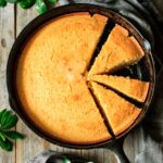 slices of cornbread in a cast iron skillet